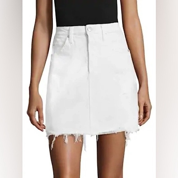 AMO Gemma white raw hem mini skirt - Picture 1 of 9